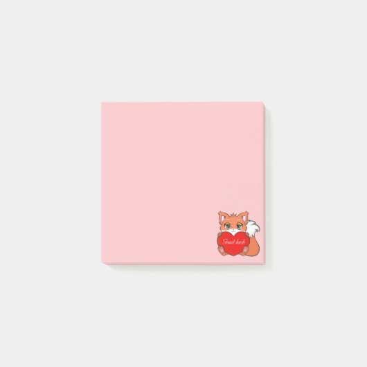 Post-it® Joli Petit Renard sur des Notes Rose Clair (Devant)