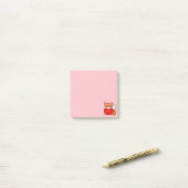 Post-it® Joli Petit Renard sur des Notes Rose Clair (Sur un bureau)
