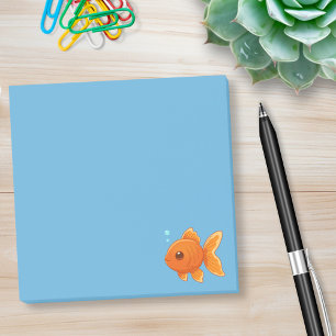 Post-it® Joli poisson rouge de dessin animé sur fond bleu