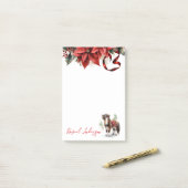 Post-it® Joli poney de Noël, Poinsettias et Ruban (Sur un bureau)