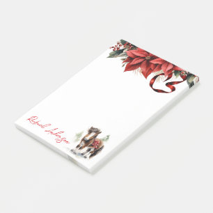 Post-it® Joli poney de Noël, Poinsettias et Ruban