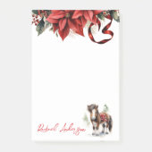 Post-it® Joli poney de Noël, Poinsettias et Ruban (Devant)