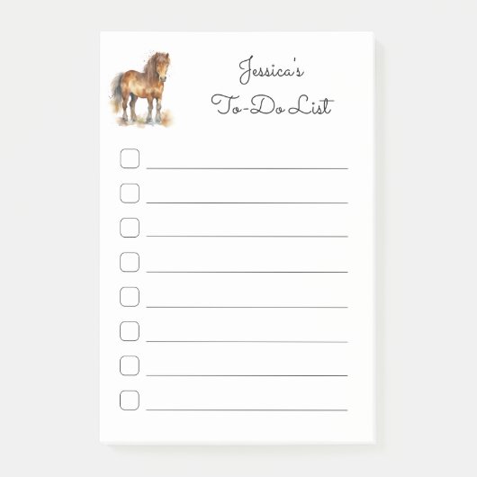 Post-it® Joli Pony Script Cheval Enfants Sticky To Dos (Devant)