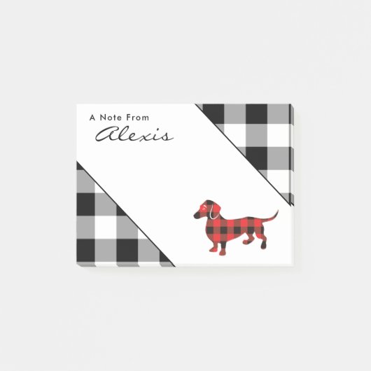 Post-it® Joli Red Flannel Plaid Dachshund Chien (Devant)