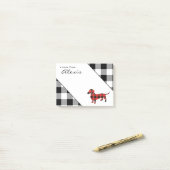 Post-it® Joli Red Flannel Plaid Dachshund Chien (Sur un bureau)
