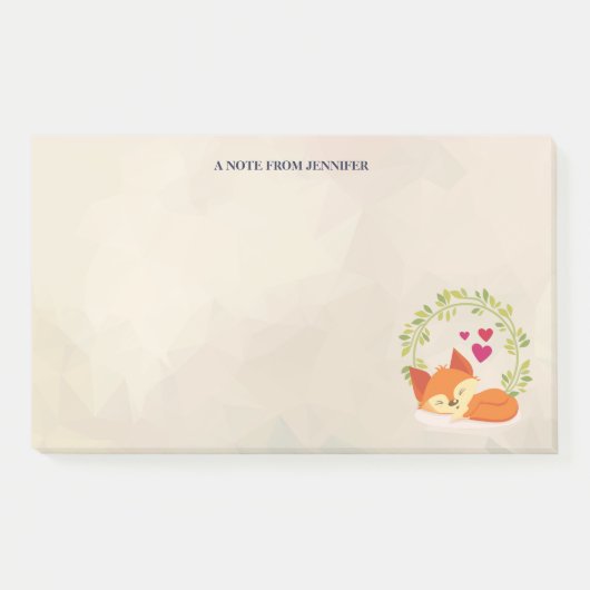 Post-it® Joli renard orange avec une couronne verte et des  (Devant)