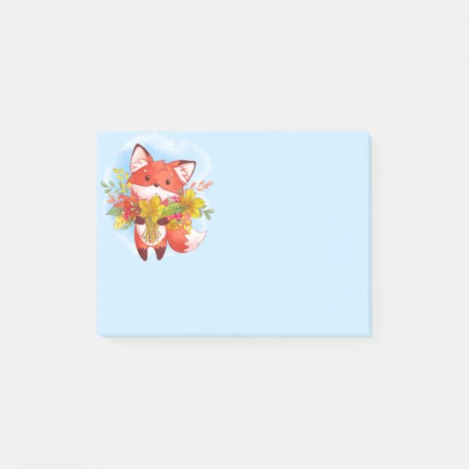Post-it® Joli Renard rouge avec feuilles automnales (Devant)