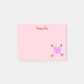 Post-it® Joli rose avec coeur pourpre avec flèches rouges (Devant)