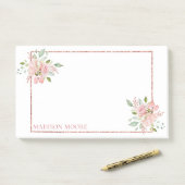 Post-it® Joli Roses floraux Nom personnalisé (Sur un bureau)