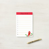 Post-it® Joli rouge cardinal birdy Que faire (Sur un bureau)