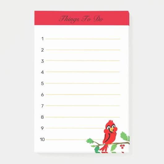 Post-it® Joli rouge cardinal birdy Que faire (Devant)