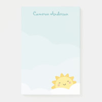 Joli soleil kawaii sur fond de nuage avec texte de