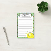 Post-it® Joli Soleil Vert Sourire Visage de l'enseignant (Bureau)