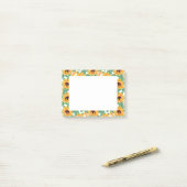 Post-it® Joli tournesol Jaune et Motif vert (Sur un bureau)