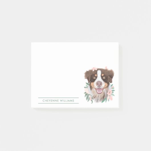 Post-it® Joli Tri-Aussie rouge aux fleurs| Personnalisé (Devant)
