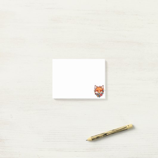 Post-it® Jolie aquarelle Fleur Fox (Sur un bureau)