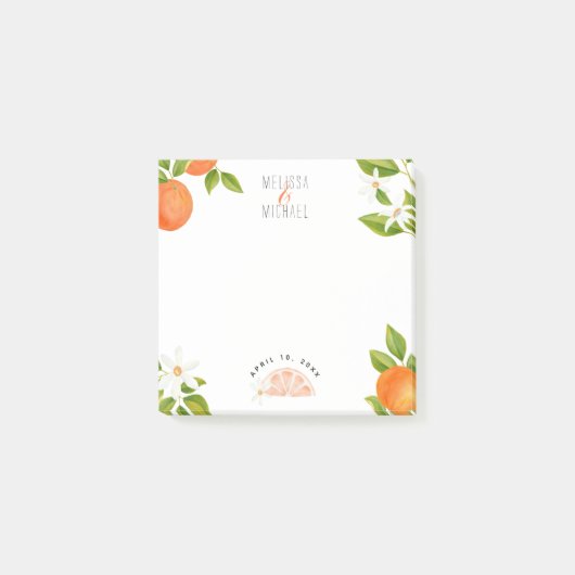 Post-it® Jolie aquarelle Orange Blossoms Citrus Mariage (Devant)