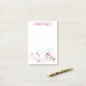 Post-it® Jolie aquarelle Unicorn rose et argent Accents (Sur un bureau)