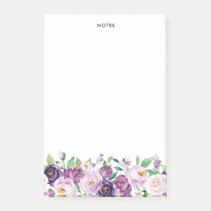 Post-it® Jolie aquarelle Violet Violet Fleurs pourpres