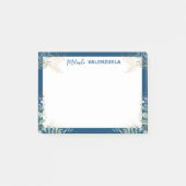 Post-it® Jolie Blue Gold Greenery Botanical Post-it Notes (Devant)