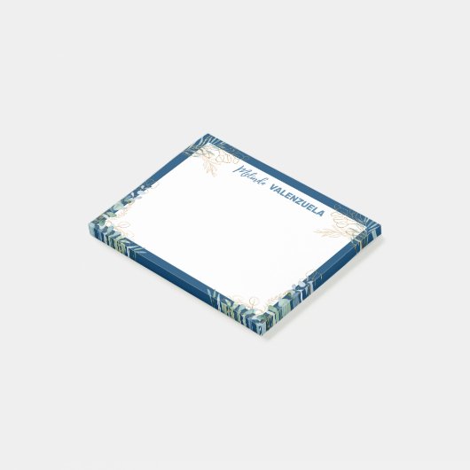 Post-it® Jolie Blue Gold Greenery Botanical Post-it Notes (Incliné)