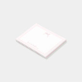 Post-it® Jolie bordure rose clair à ruban et rayures (Incliné)