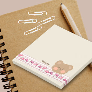 Post-it® Jolie couleur pastel Ours peint à la main Fleur Ru