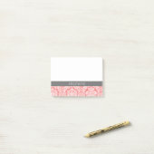 Post-it® Jolie dentelle Damas motif corail gris (Sur un bureau)