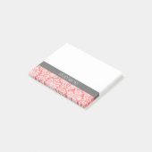 Post-it® Jolie dentelle Damas motif corail gris (Incliné)