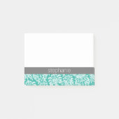 Post-it® Jolie dentelle Damask motif vert - ajouter le nom (Devant)