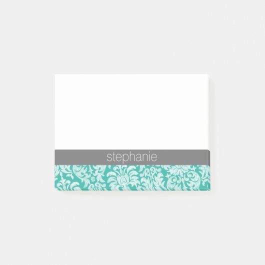 Post-it® Jolie dentelle Damask motif vert - ajouter le nom (Devant)