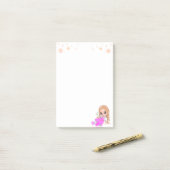 Post-it® Jolie fée en rose sur fond blanc (Sur un bureau)