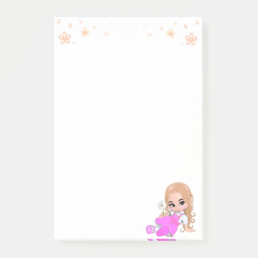 Post-it® Jolie fée en rose sur fond blanc (Devant)