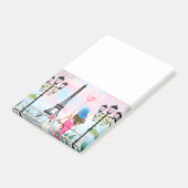 Post-it® Jolie femme et ballon de coeur rose - I Love Paris (Incliné)