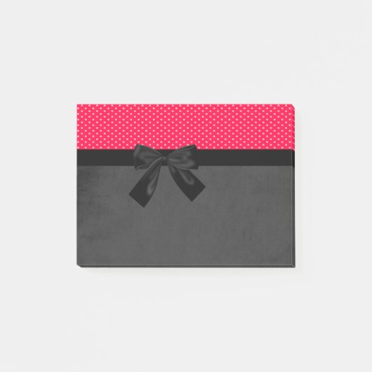 Post-it® Jolie fille Pois rouges élégants - Bow noir (Devant)