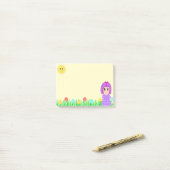 Post-it® Jolie Fille, Soleil, Fleurs & Herbe (Sur un bureau)