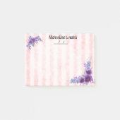 Post-it® Jolie fleur violette et bandes roses douces 4" x 3 (Devant)