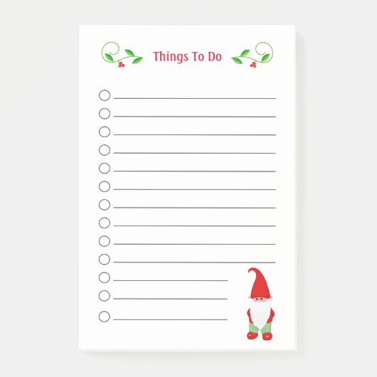 Post-it® Jolie Noël Gnome Choses À Faire Post-it Notes (Devant)
