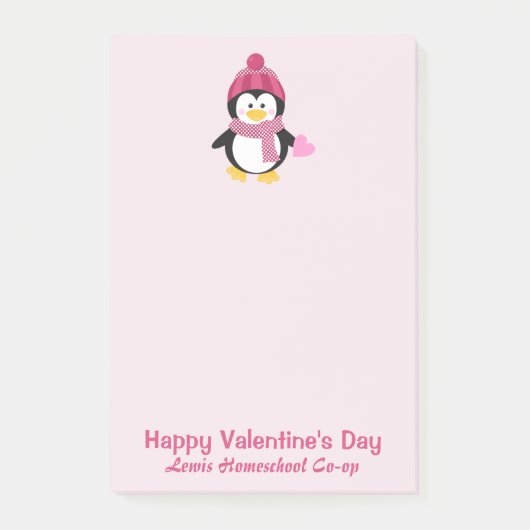 Post-it® Jolie Penguin Homeschool Co-op Valentine's Day (Devant)