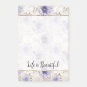 Post-it® Jolie perle d'or violet Fleurs blanches (Devant)