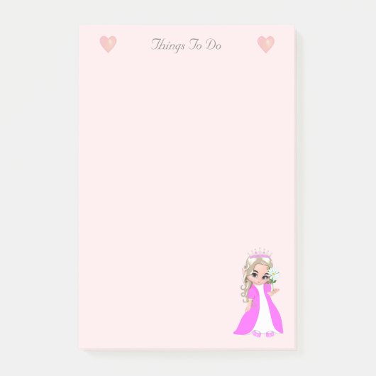 Post-it® Jolie petite princesse sur des choses à faire rose (Devant)