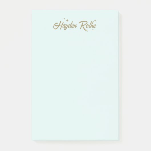 Post-it® Jolie police rétro et étoiles bleu pastel (Devant)