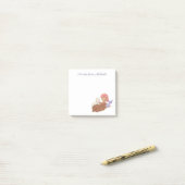 Post-it® Jolie sirène élégante rose violet avec phoque (Sur un bureau)