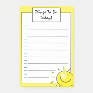 Post-it® Jolie Sunshine Smile Face Case à cocher À Faire Li