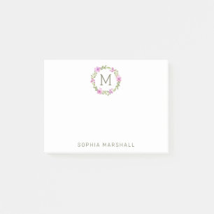 Post-it® Jolie verdure monogramme couronne fleurie