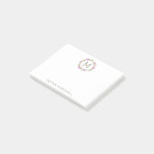 Post-it® Jolie verdure monogramme couronne fleurie (Incliné)