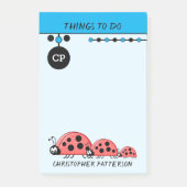 Post-it® Jolies coccinelles choses à faire nom enfants bleu (Devant)