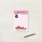 Post-it® Jolies coccinelles choses à faire nom enfants rose (Sur un bureau)