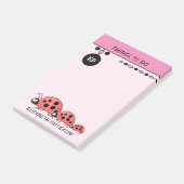 Post-it® Jolies coccinelles choses à faire nom enfants rose (Incliné)