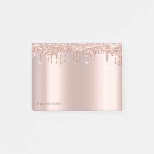 Post-it® Jolies Élégantes Gouttes de Paillettes en Or Rose